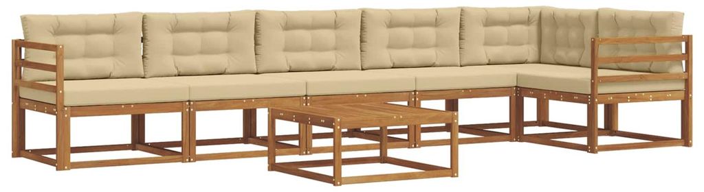 vidaXL Outdoor-Sofagarnitur mit Kissen 7 pcs Natur und Beige