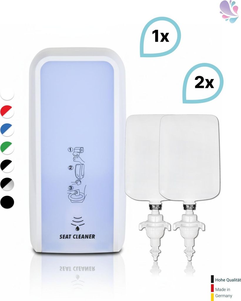 SET: SENSOR Spender für Toilettensitzreinigung Blanc Cosmos versch. Farben+2x 1-Liter Toilettensitzreinigungsschaum - PRODUKTSET : Farbe - Weiß F...