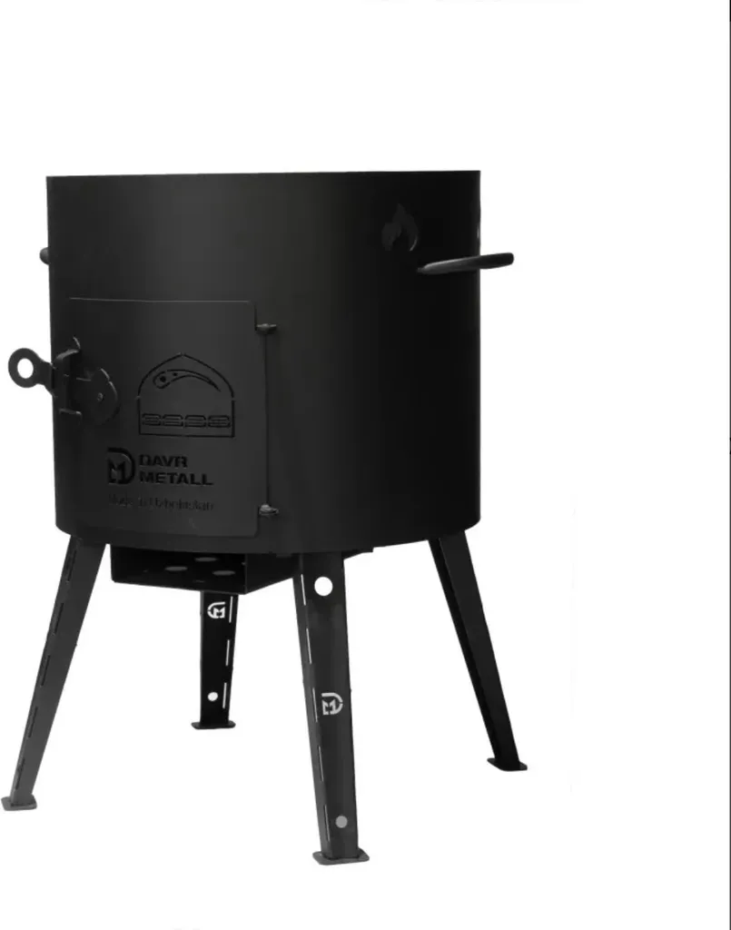 Cuisinière avec porte et cendrier pour chaudière 12L en fonte robuste