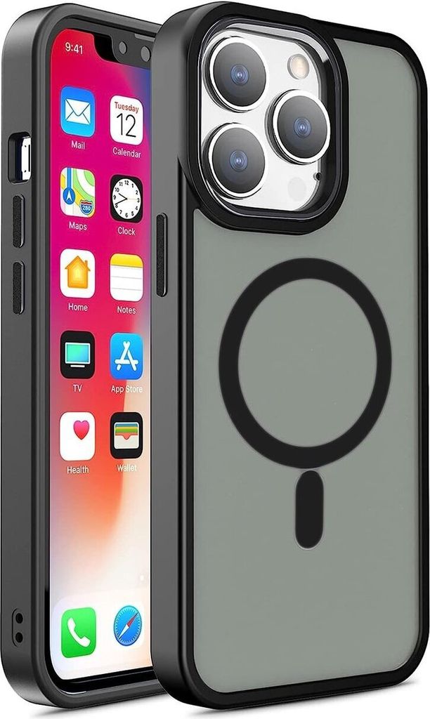 Magnetische Hülle Mit Magsafe Farbe Matte Hülle Für Iphone 15 Pro Max - Schwarz