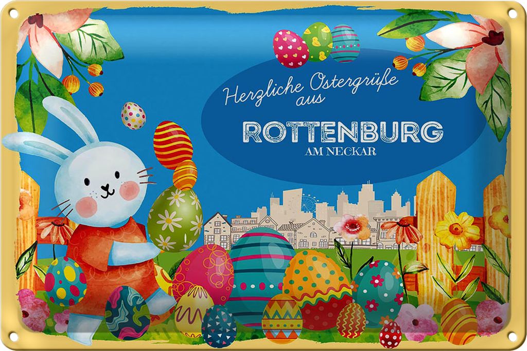 Blechschild Ostern Ostergrüße 40x30cm ROTENBURG AM NECKAR