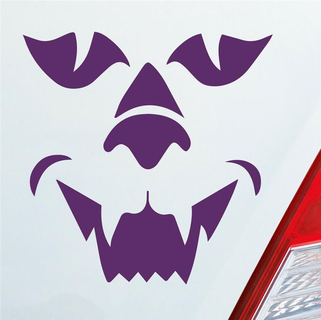 Auto Aufkleber Löwe Monster Dämon Lion CAR KFZ PKW Roller Motorrad 10x10 cm Lila Sticker Heckscheibenaufkleber