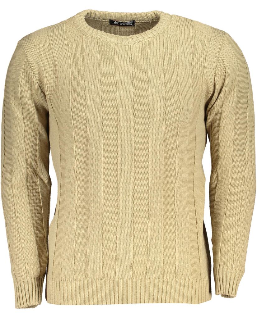Eleganter Herrenpullover Beige mit Kontrastdetails und Rundhals