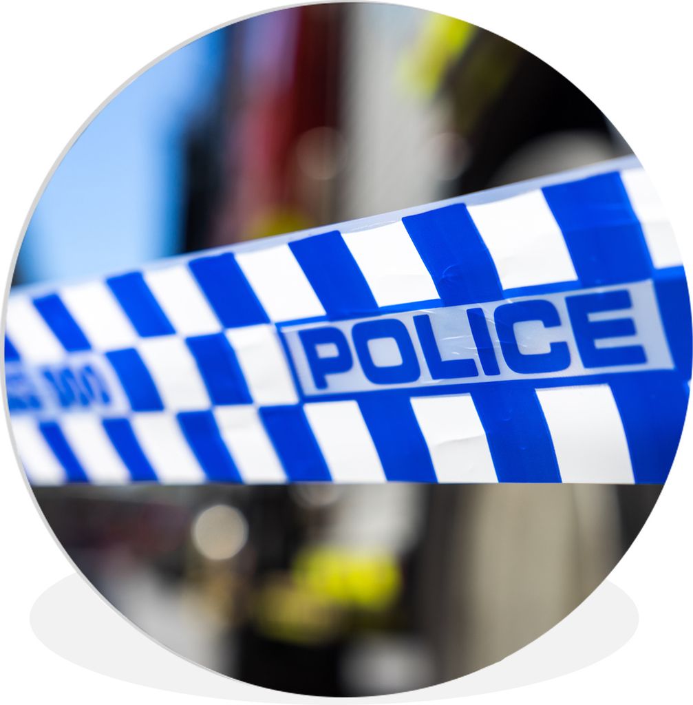 MuchoWow Rundes Wandbild - Runde Bilder Polizei-Reifen Ø 90 cm Kreis Wanddekoration Kunststoff - Wandkreis - Wandschmuck - Wand-Kreis - Wohnzimm...