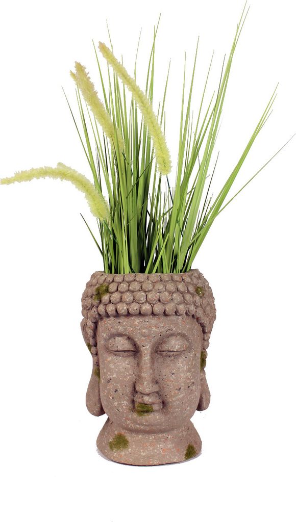 Blumentopf Buddha Kopf Pflanztopf Groß Büste Kunststein 25 cm Gartenfigur Gartendeko