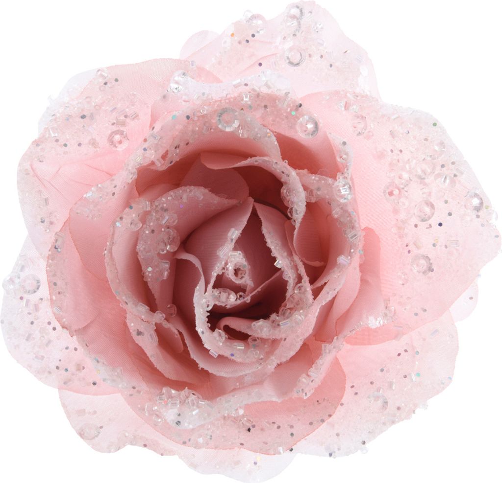 Kunstblumen Rose auf Clip 14cm rosa