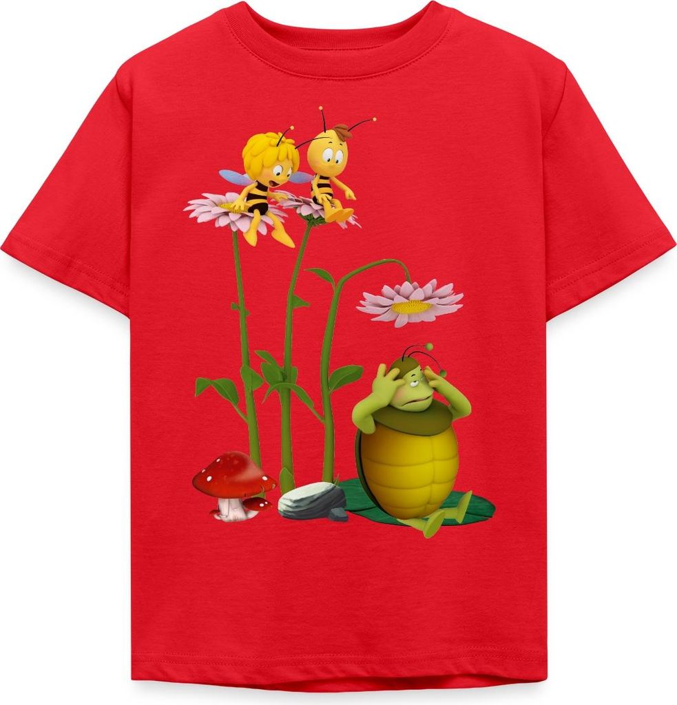 Spreadshirt Biene Maja Mistkäfer Kurt Kinder T-Shirt, 98/104 (3-4 Jahre), Rot