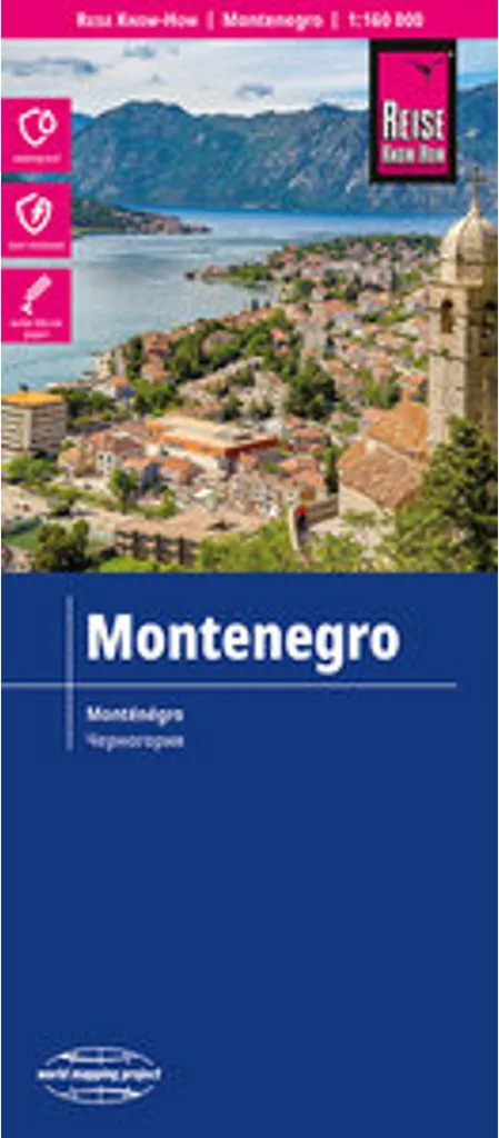 Carte Monténégro indéchirable et étanche World Mapping Project 1:160 000