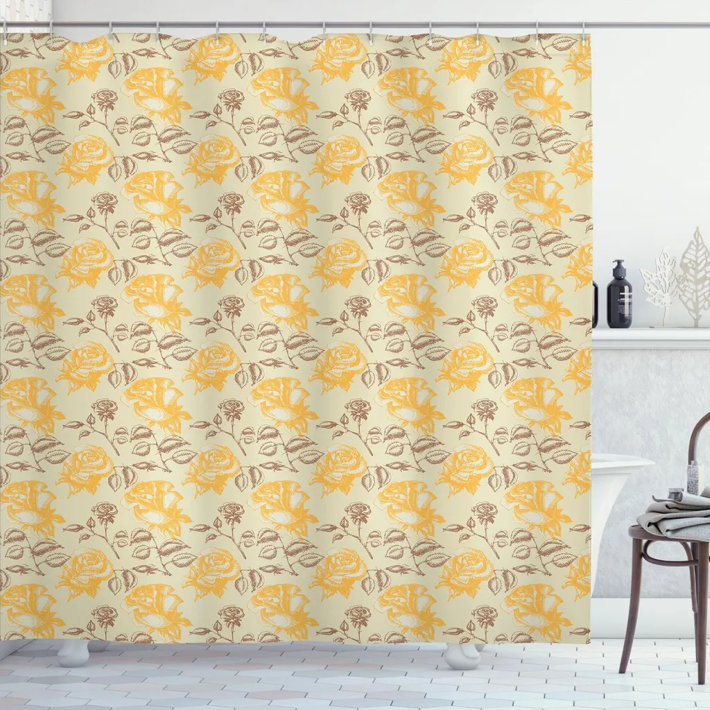 Tenda Doccia ABAKUHAUS Vintage Rose 175x200 cm - Stile Retro per Bagno