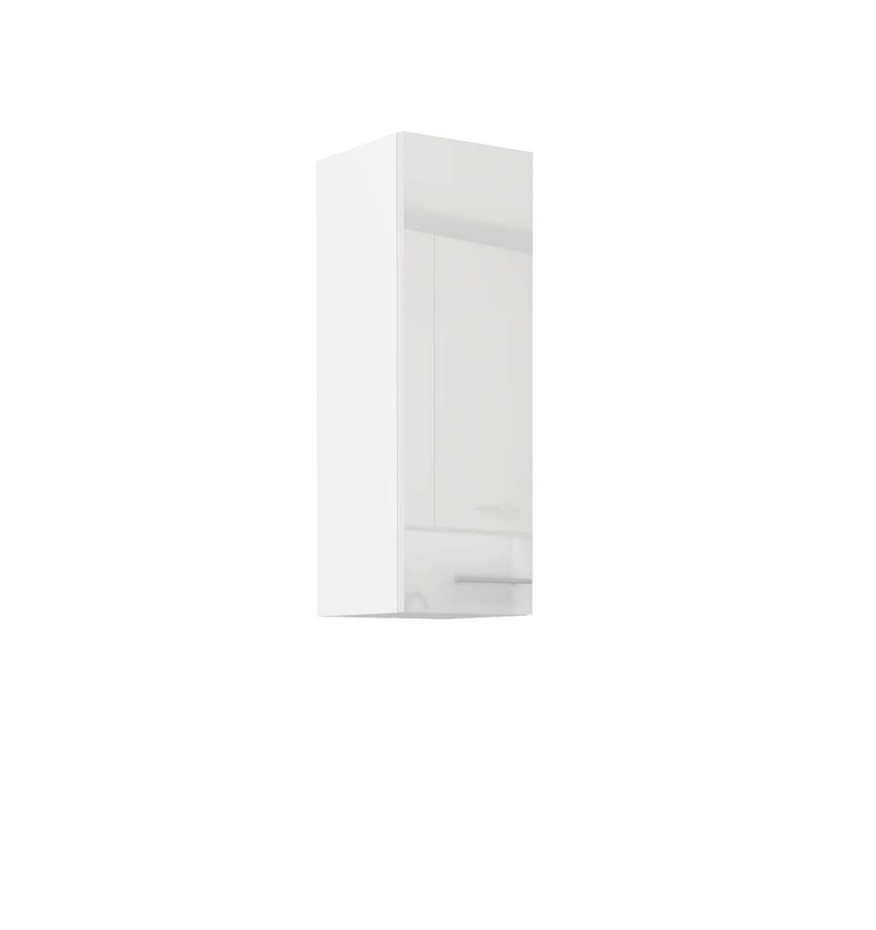 A white, tall cabinet with a glossy finish, shown in isolation against a white background.