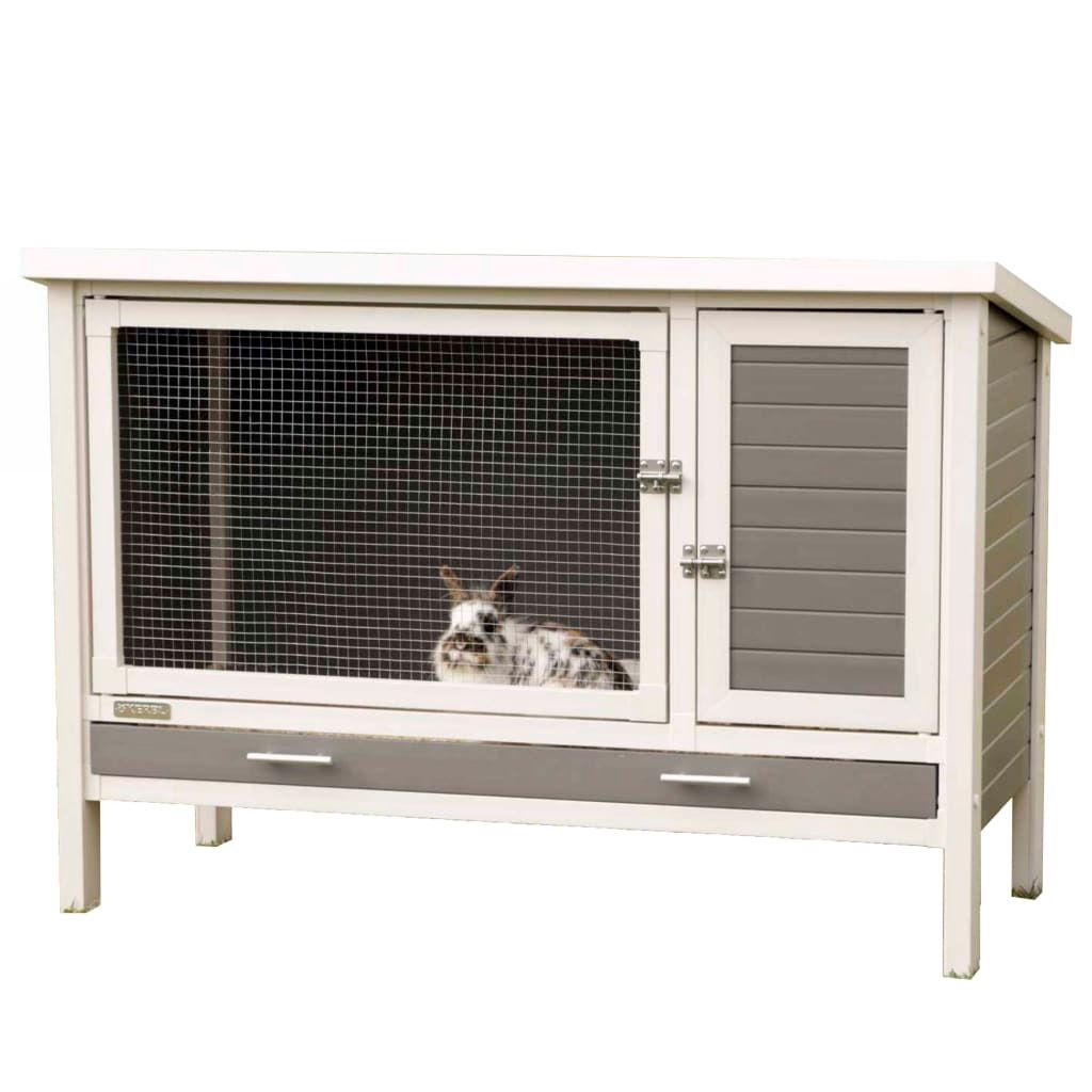 Kerbl ECO Kaninchenstall Samy Kunststoff 116×57×82 cm Grau und Weiß