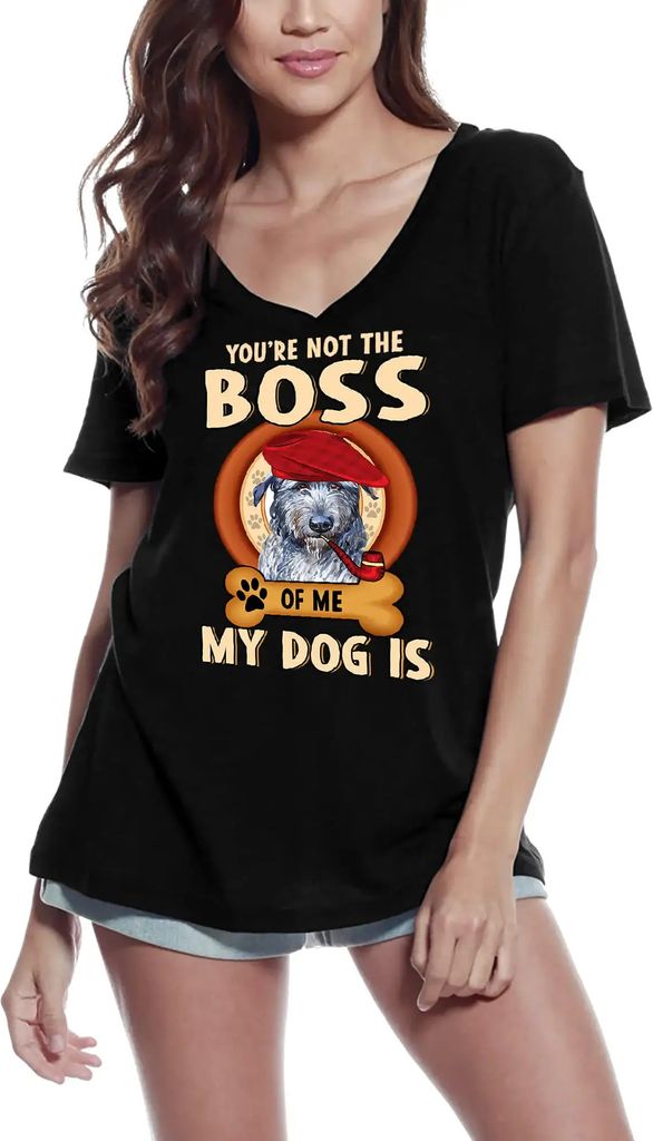 Damen Grafik T-Shirt V-Ausschnitt Irischer Wolfshund Cute Dog Lover Öko-Verantwortlich Vintage Jahrgang Kurzarm Lustige Druck Geburtstag Geschenk ...