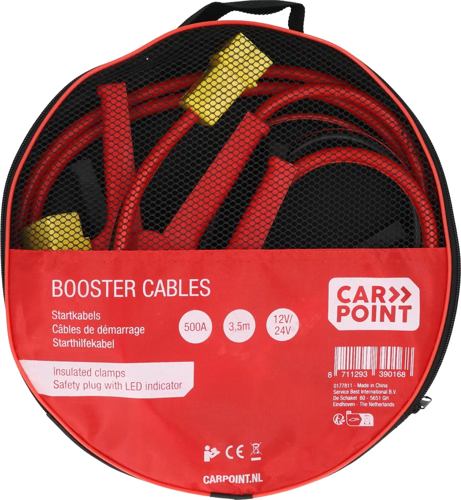 Cavo Avviamento Carpoint 500A con LED Polarità | Protezione Centralina Auto