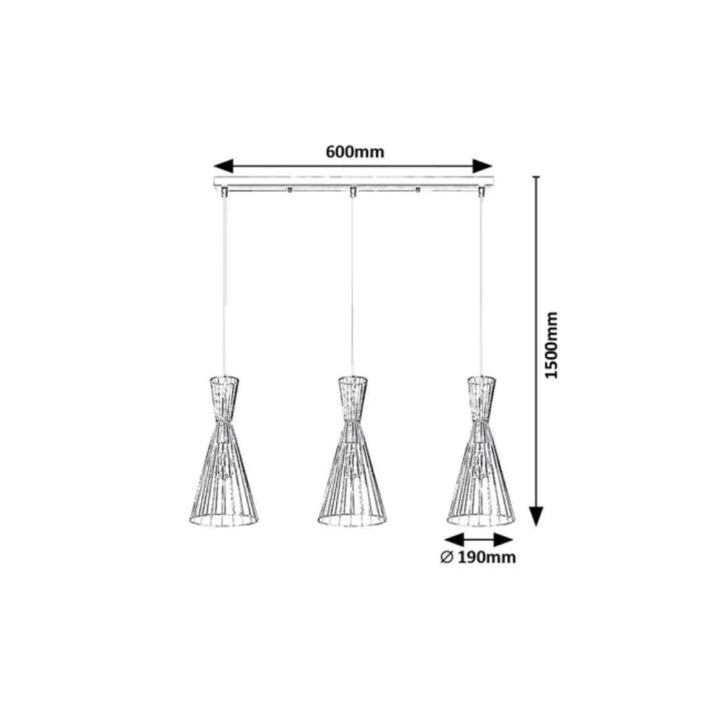 Suspension Triple E27 Métal Noir Mat Design Industriel Chic 72006 - 4