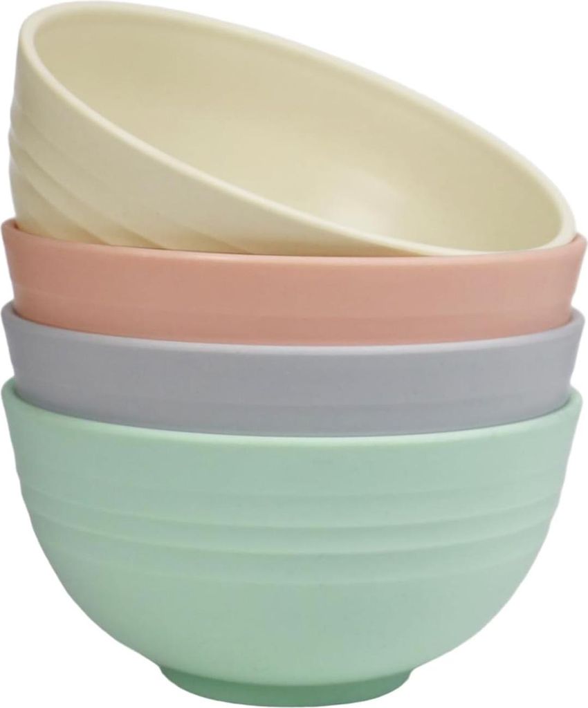 60 ml Kunststoff-Müsli-Schalen Salatschalen Set mit 4 leichten und bruchsicheren BPA-freien Schalen - Camping-Suppenschalen für Kinder und Erwach...