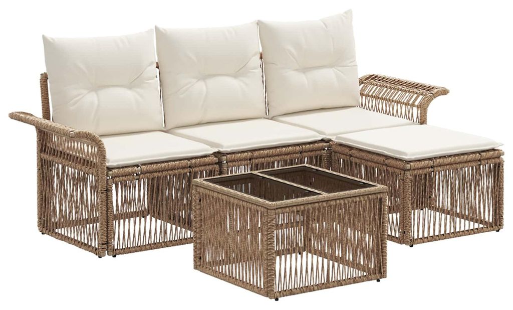 vidaXL Gartensofa-set 5 pcs Beige Poly-Rattan