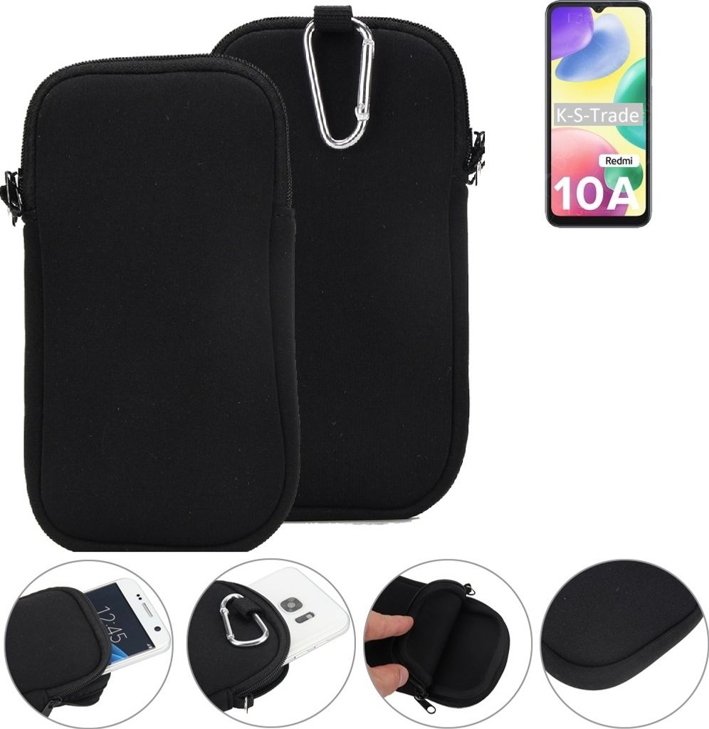 K-S-Trade Neopren-Hülle Handyhülle kompatibel mit Xiaomi Redmi 10A Schutzhülle Neoprenhülle Sleeve Schutz-Hülle Gürtel Tasche Case Holster