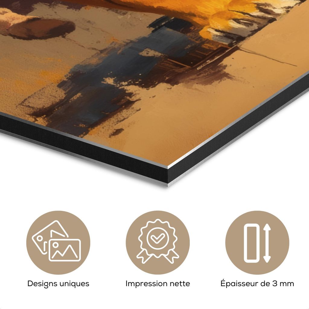 MuchoWow Wanddekoration Metall Metallbild Wandkunst 40x60 cm Tiger - Gemalt - Orange - Pinselstriche MuchoWow Aluminium Gemälde - Wanddekoration a...
