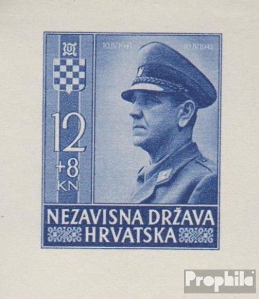 Briefmarken Kroatien 1943 Mi 102B (kompl.Ausg.) postfrisch Pavelic