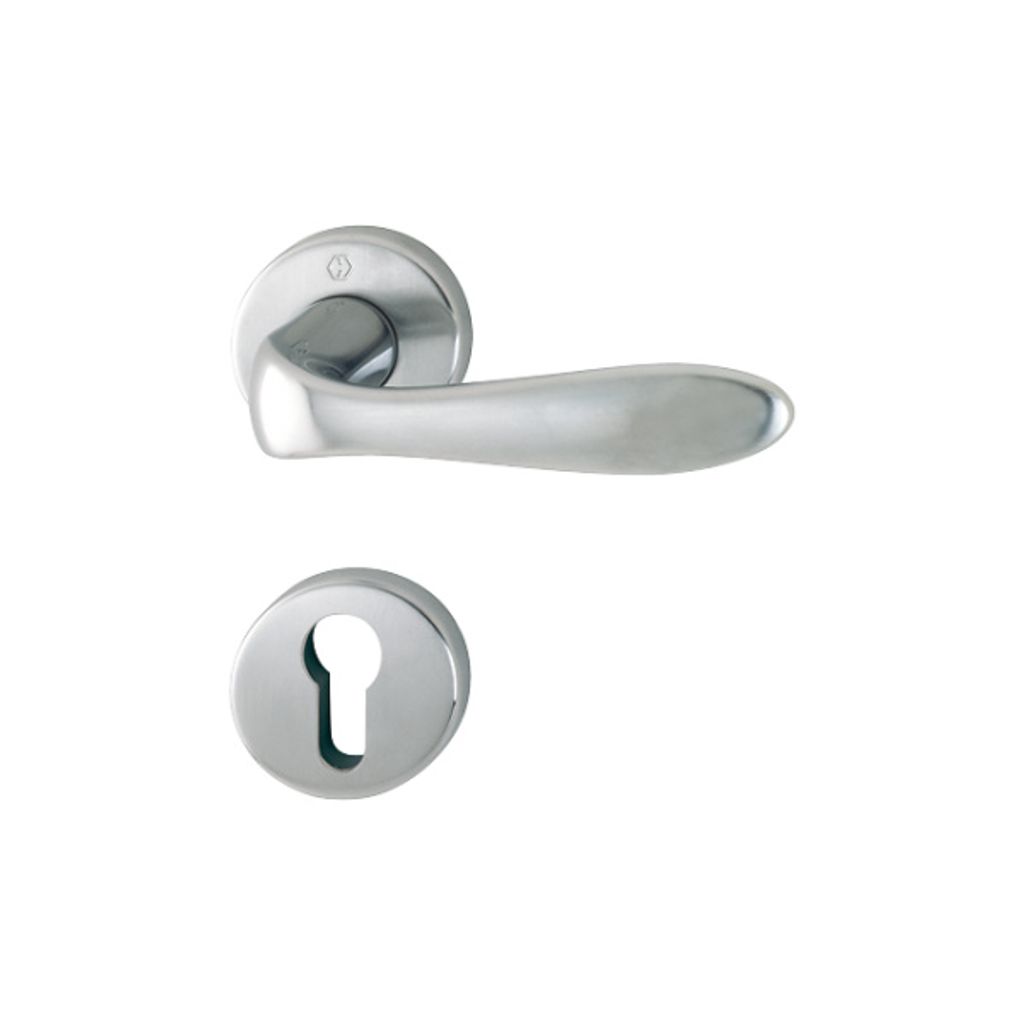 Hoppe Genova F45-R Messing satiniert/poliert verchromt Rosettengarnitur M1535/19KV/19KVS, PZ Profilzylinder