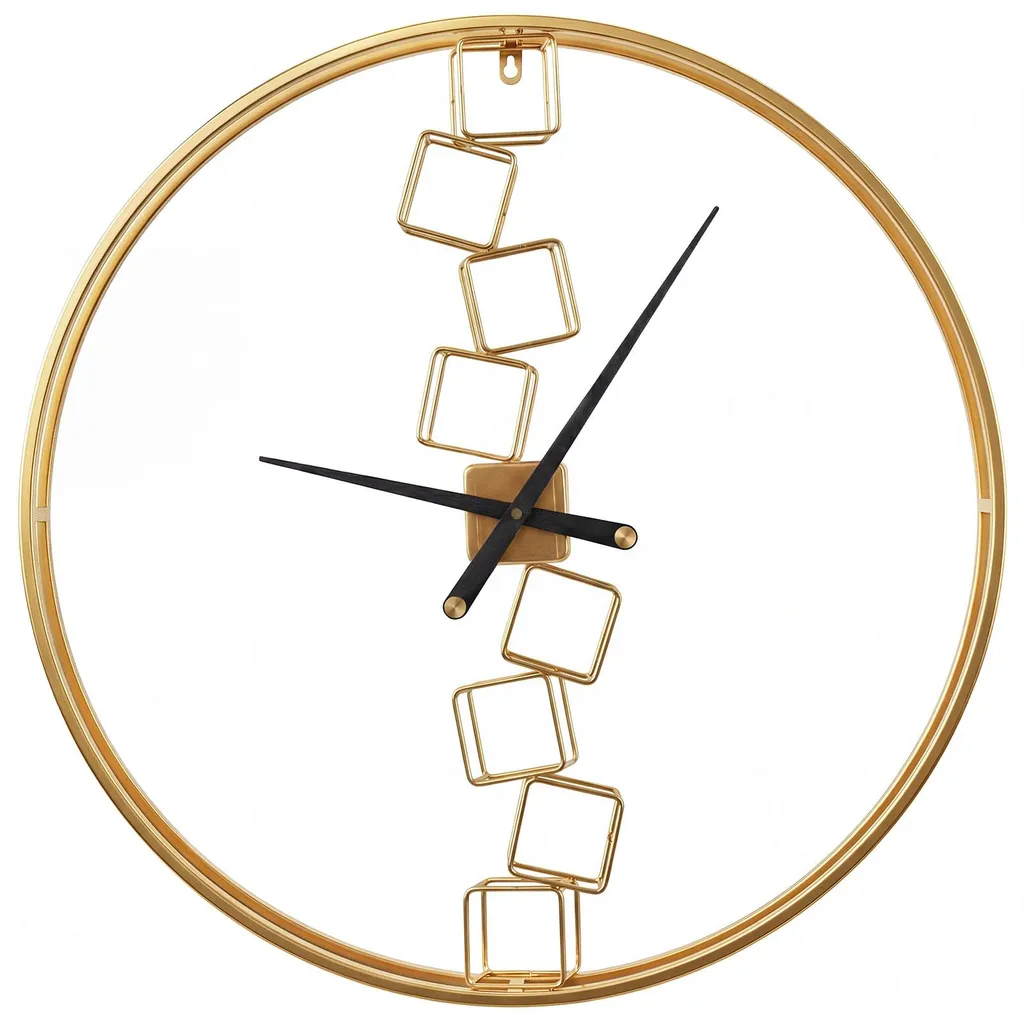 COSTWAY Grande Horloge Murale Silencieuse 68 cm en Métal Jaune Scandinave