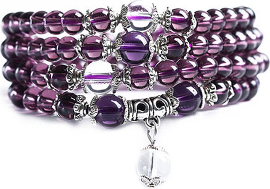 Damen-Armband, stilvolles, klares Perlen-Kunstkristall-Damen-Kettenarmband für den Alltag-Lila
