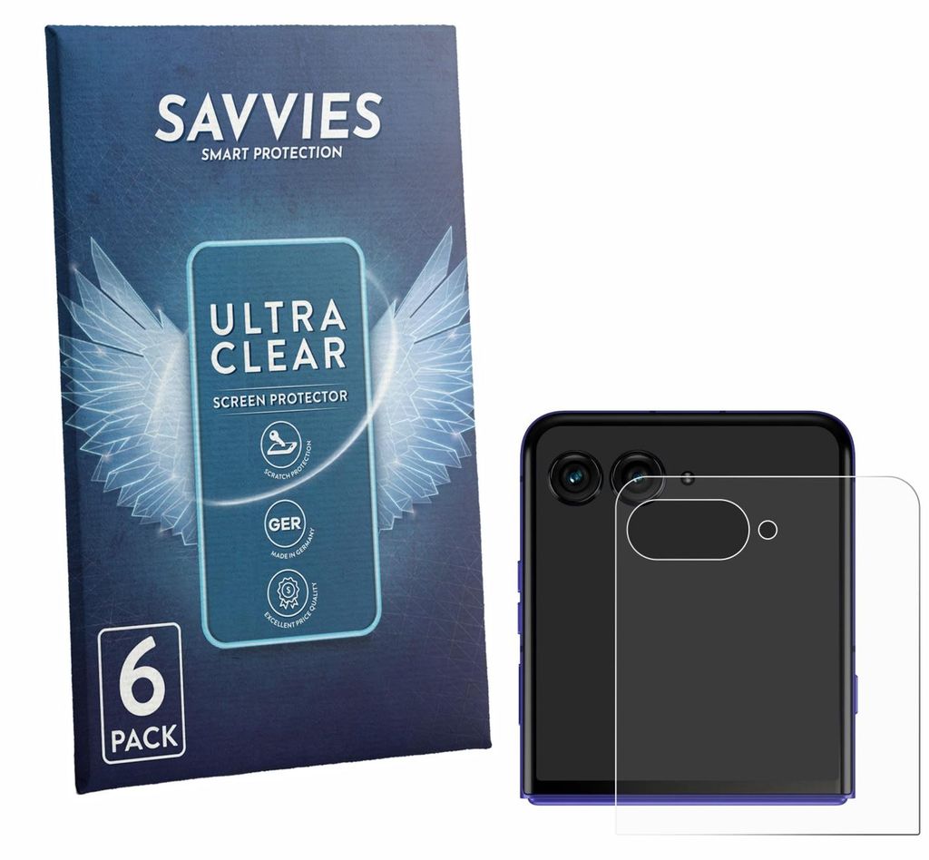 6x Für Motorola Razr 70 Ultra (Hinteres Display) Schutzfolie Savvies Displayschutz Display Schutz Folie Klar Transparent