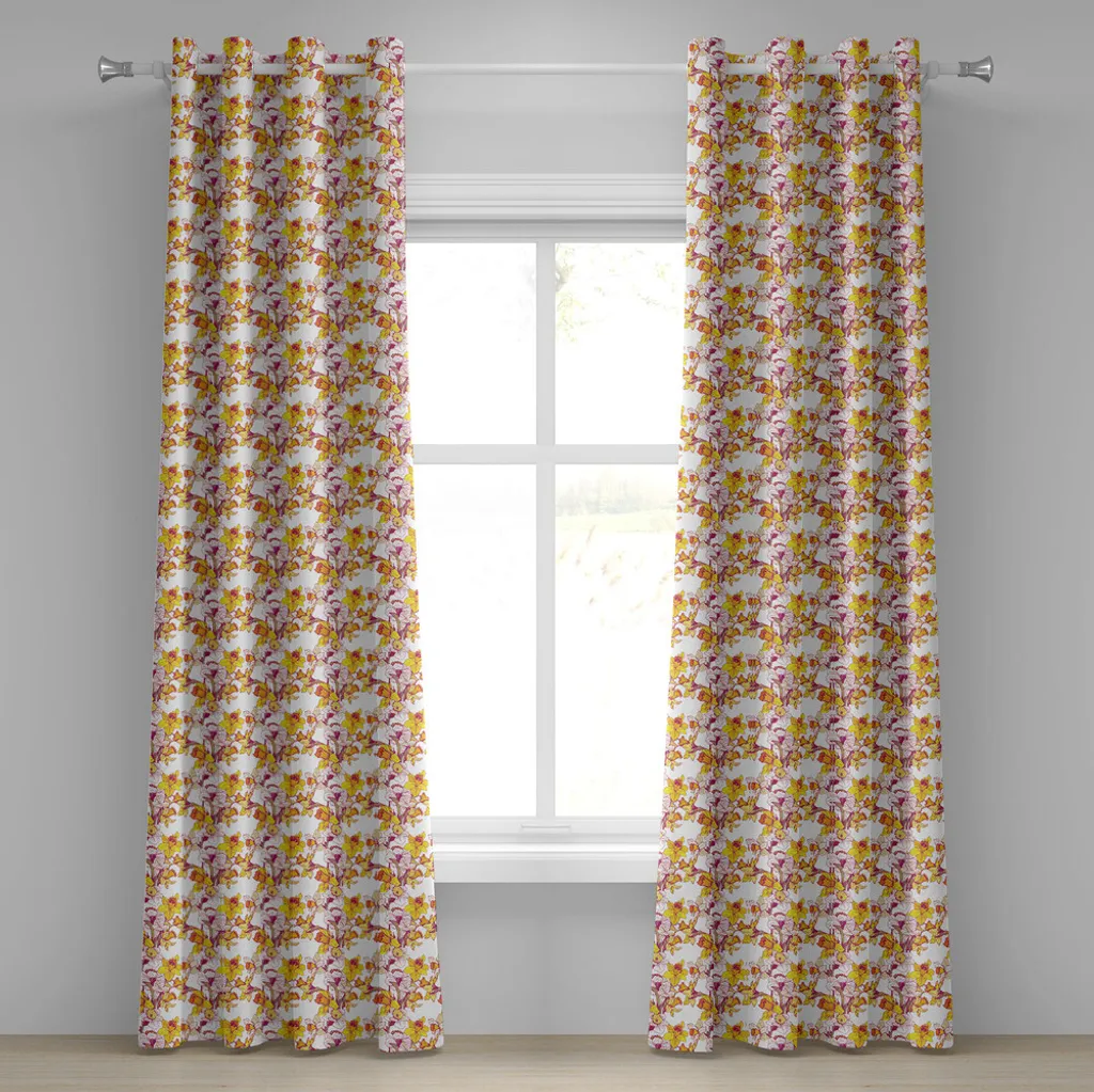 Rideau à motif floral complexe Narzisse multicolore en tissu premium