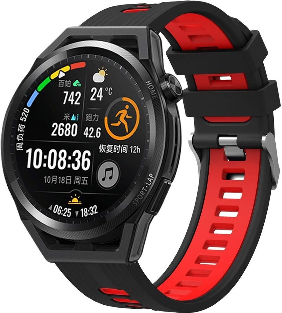Sport Ersatz Armband für Huawei Watch GT 3 42mm Silikon Band Loop, Farbe:Schwarz Rot