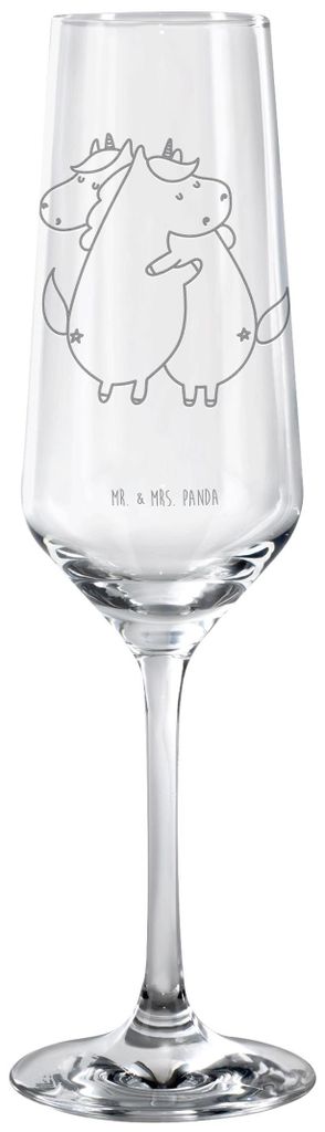 Mr. & Mrs. Panda Glas Einhörner Umarmen - Transparent - Geschenk, Champagnerglas, Familie, Unicorn, Sektglas graviert, Einhorn, Schwester, Freundi...