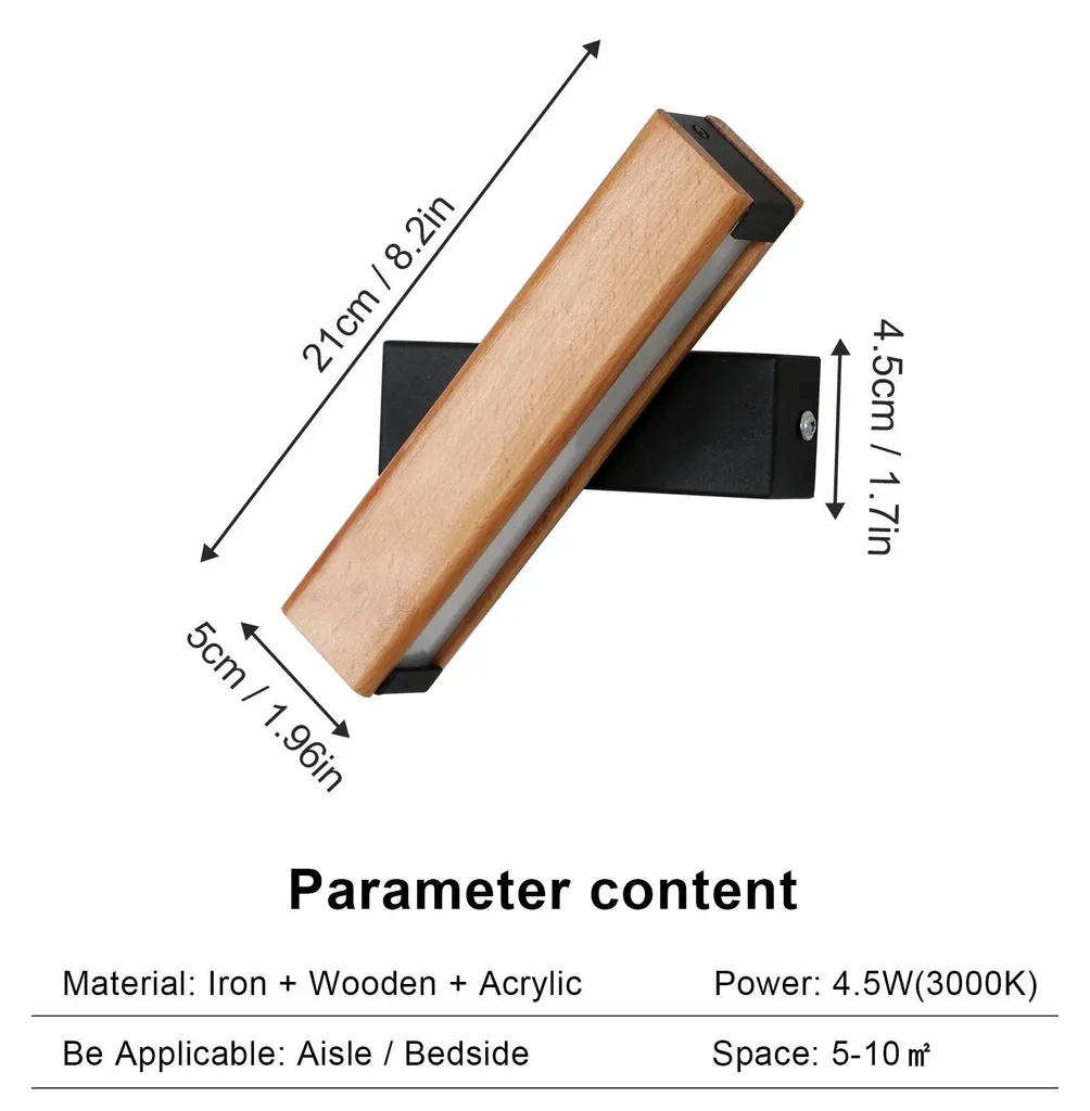 Applique LED Murale Orientable : Éclairage Précis sans Éblouissement Bois