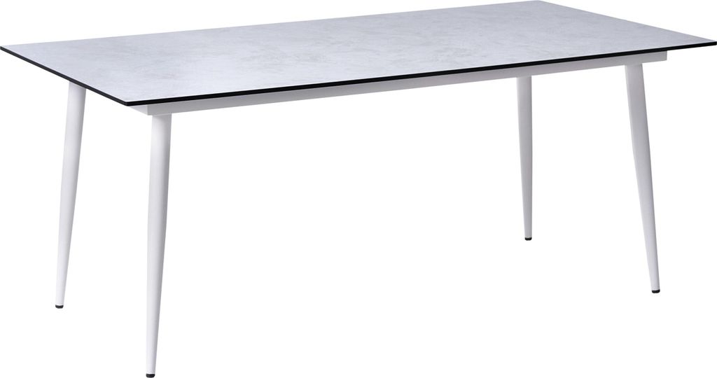 BELIANI Gartentisch Hellgrau u. Weiß HPL-Platte Steinoptik Rechteckig 180x90 cm mit Metallgestell Aluminium Modern Outdoor Esstisch für 6 Personen