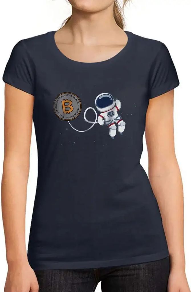 Damen Grafik T-Shirt Bitcoin To The Moon Hodl Btc Crypto Funny Öko-Verantwortlich Vintage Jahrgang Kurzarm Lustige Druck Geburtstag Geschenk Frau