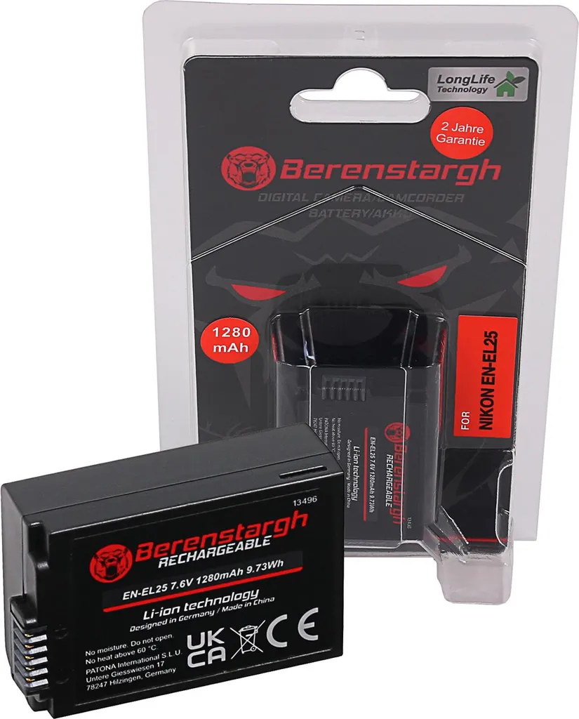 Batterie EN-EL25 Berenstargh haute performance pour Nikon Z fc et Z50