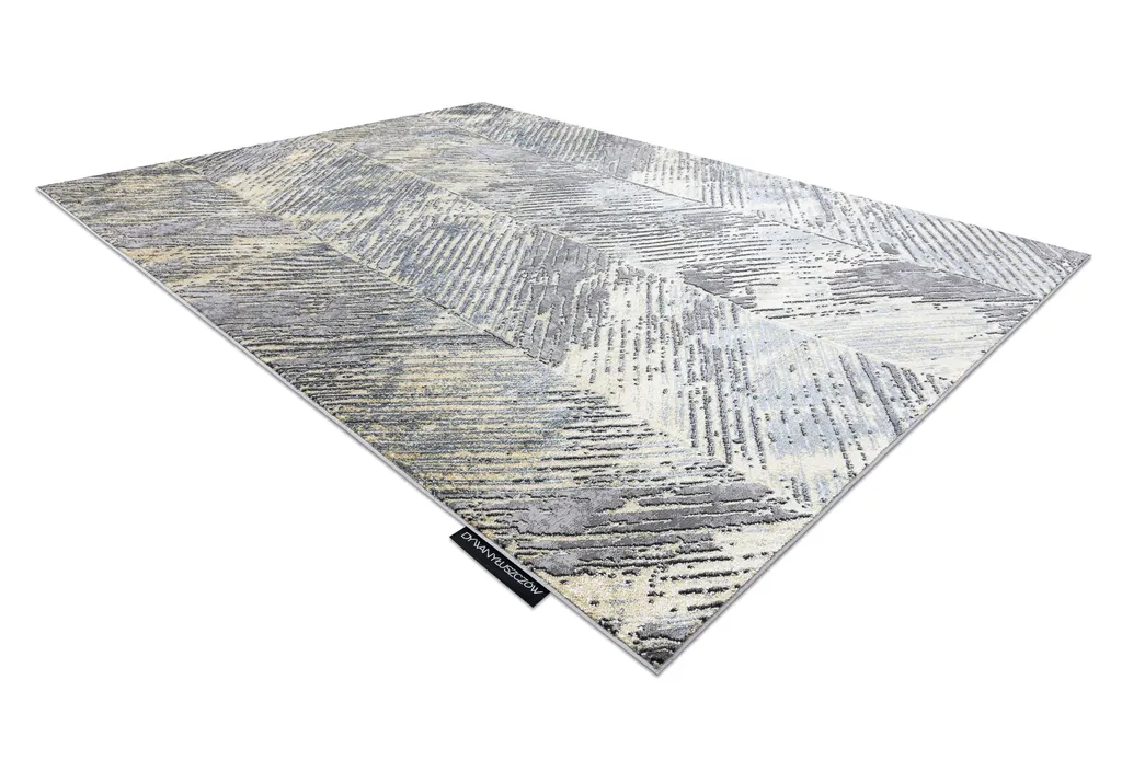 Tapis Déco Herringbone pour Salon Moderne Gris et Or en 140x190 cm