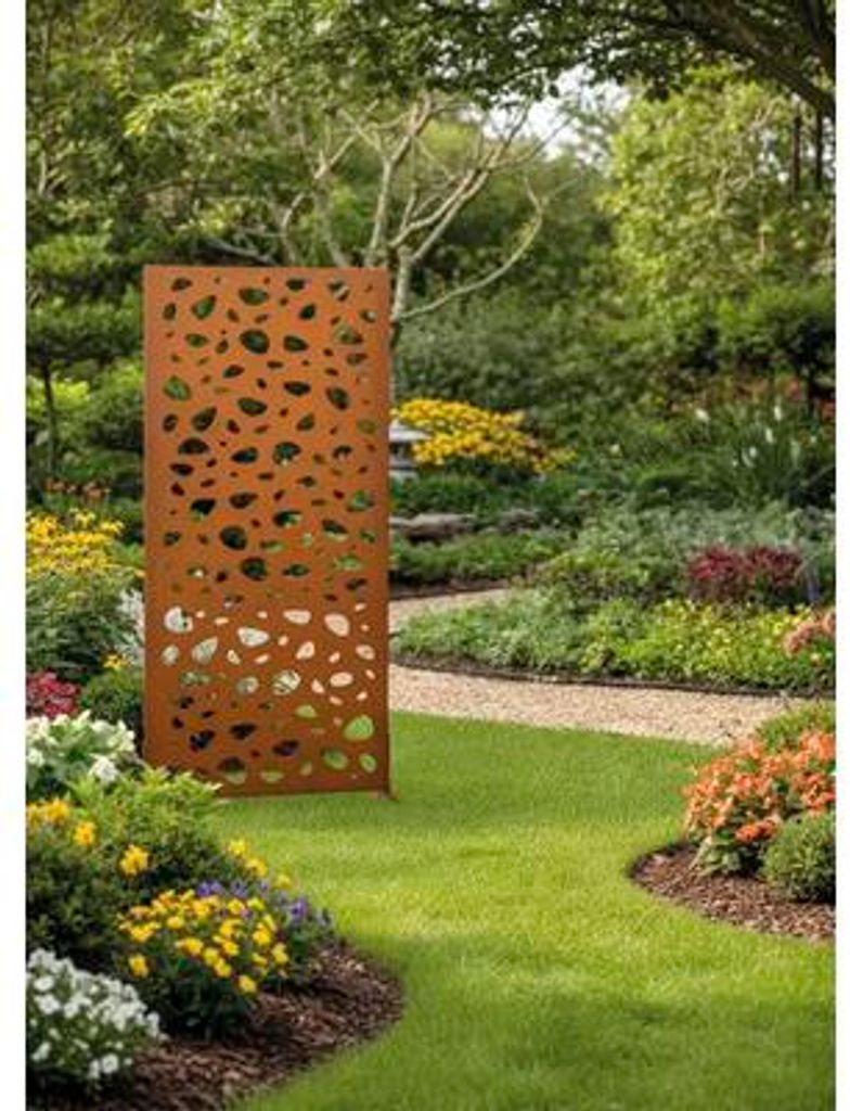 Sichtschutzwand floraworld Kreise Corten 90 x 180 cm rost Produktbild 