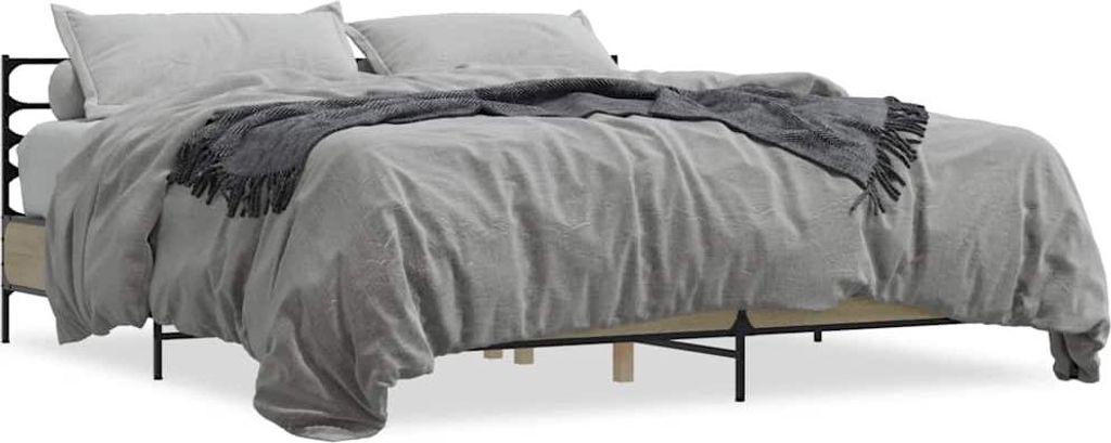vidaXL Bettgestell Sonoma-Eiche 180x200 cm Holzwerkstoff und Metall