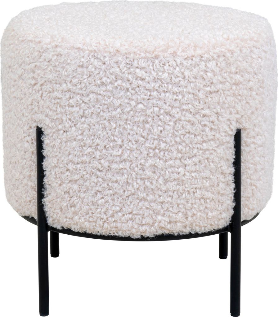 Alford Pouf, Hocker imitiertes Lammfell, weiß. Produktbild 4