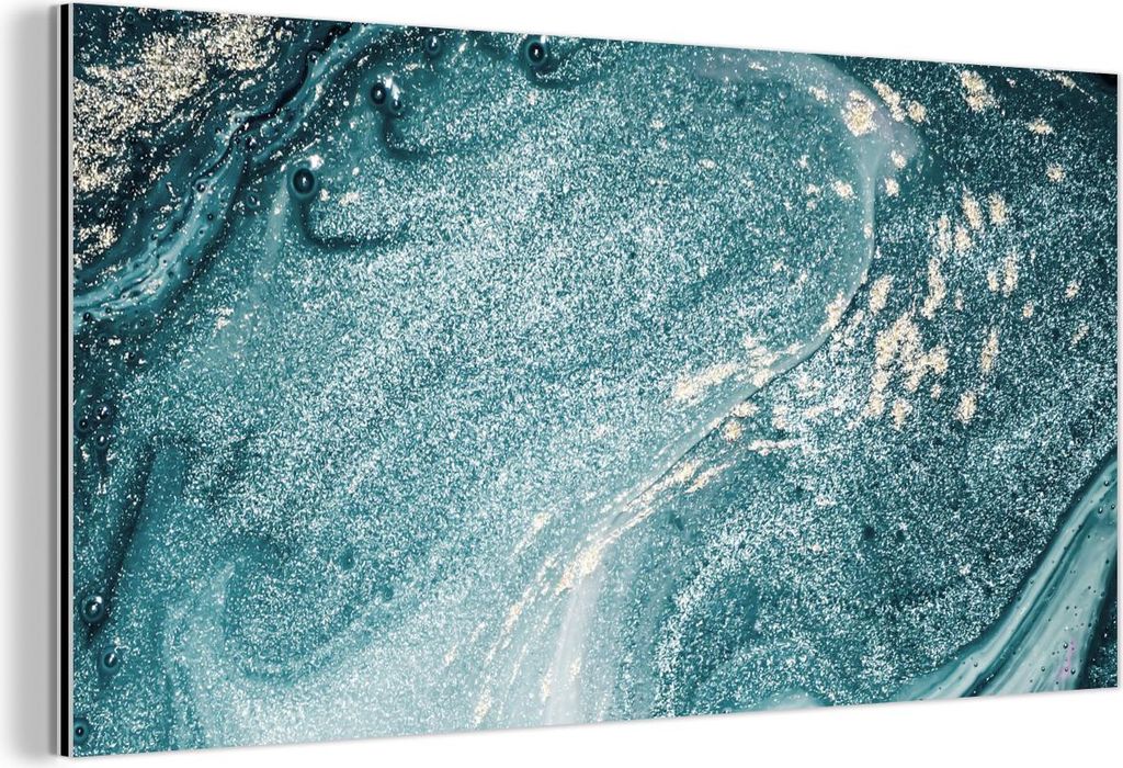 MuchoWow Wanddekoration Metall Metallbild Wandkunst 120x60 cm Edelsteine - Blau - Natur - Marmor - Abstrakt MuchoWow Aluminium Gemälde - Metalbilder