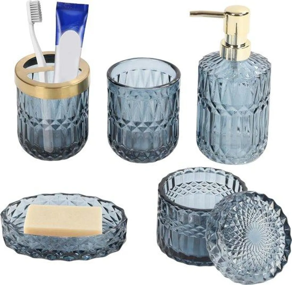 Set accessoires salle de bain 5 pièces avec distributeur savon design