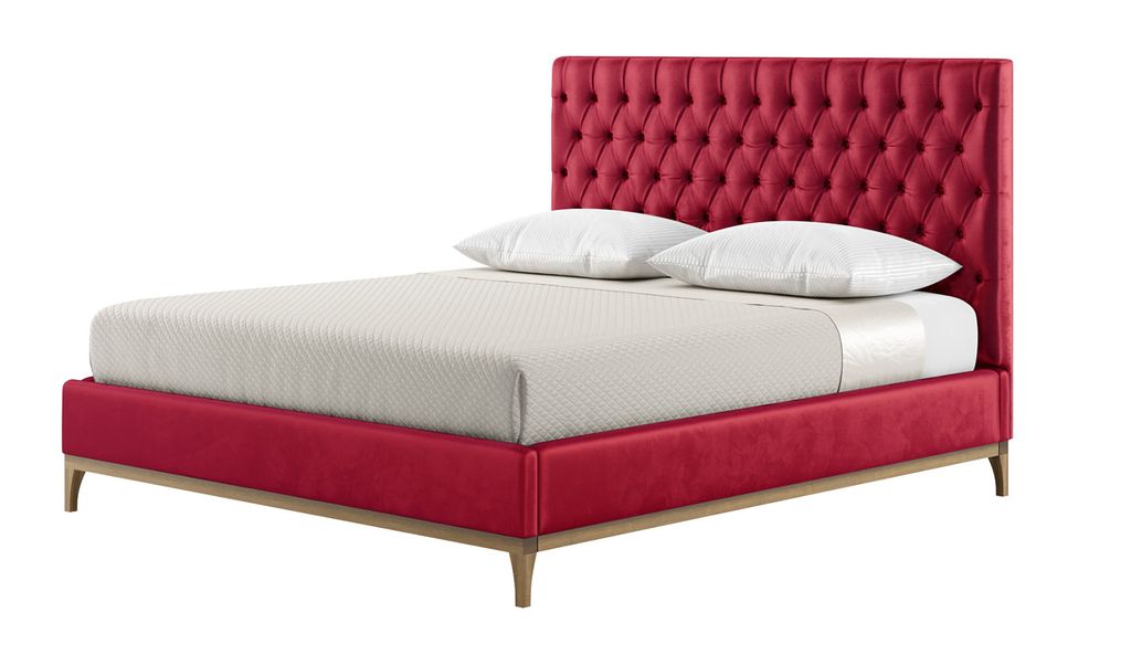 Schlaffabrik Polsterbett MARLON mit gestepptem Kopfteil (Velluto 7 & Wax Black)