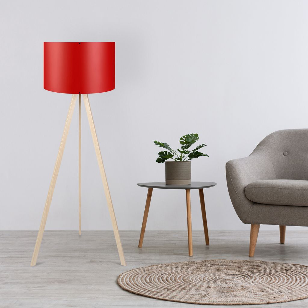 Opviq, AYD-1574, Stehlampen, Rot, MDF, 38 x 38 x 140 cm