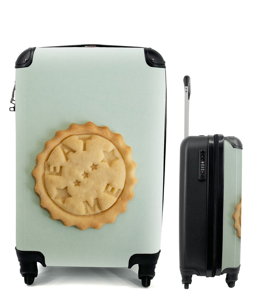 MuchoWow Koffer Handgepäck Trolley Rollkoffer Kleine Reisekoffer mit 4 Rollen - Kekse mit Botschaft - Cabin Size < 55x40x23 cm & 55x40x20 cm - F...