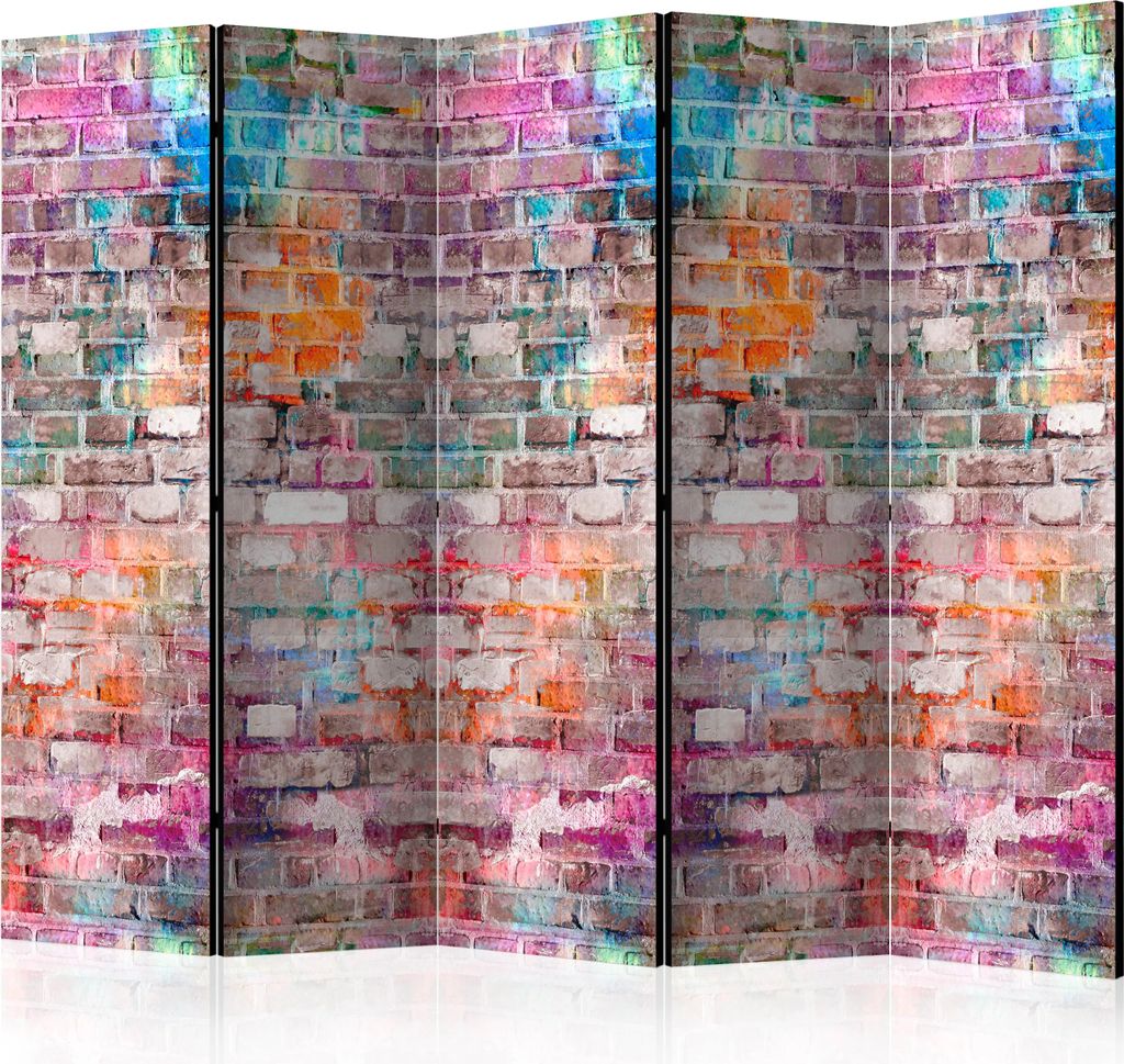 5-teiliger Doppelseitiger Vlies Paravent - Chromatic Wall II 225x172 cm Muster f-C-0329-z-c