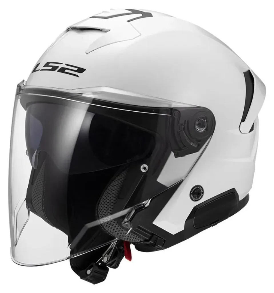 Casque Jet LS2 Verso II Blanc XS avec Écran Solaire et Large Visière