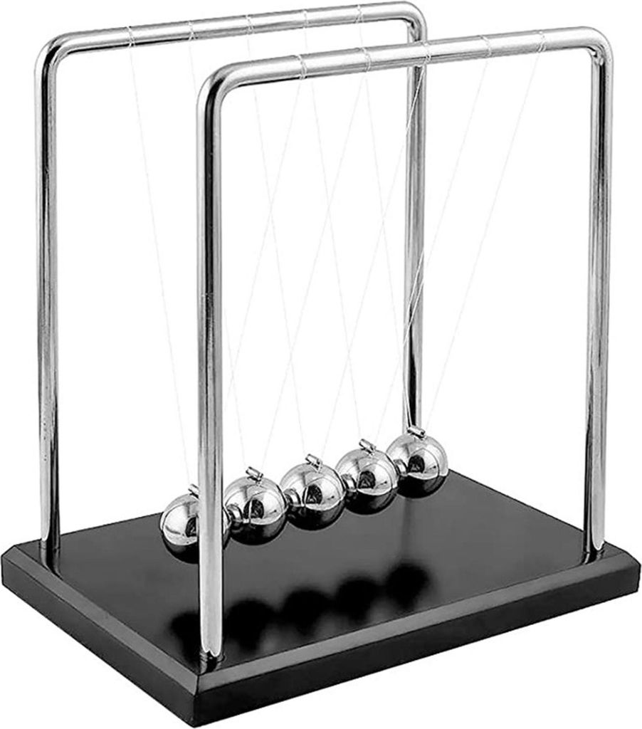 Newton Pendel, Hochwertig Kugelstoßpendel Newtons Kugelspiel mit Sockel für Schreibtisch, Büroklein