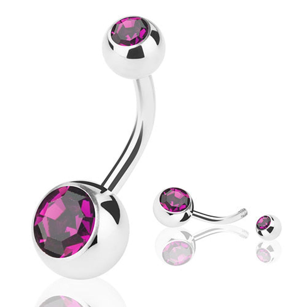 Taffstyle Bauchnabelpiercing Bauchnabelpiercing Banane Stecker Doppel Kristall, Lila / 1,6mm x 10mm / 8mm x 5mm