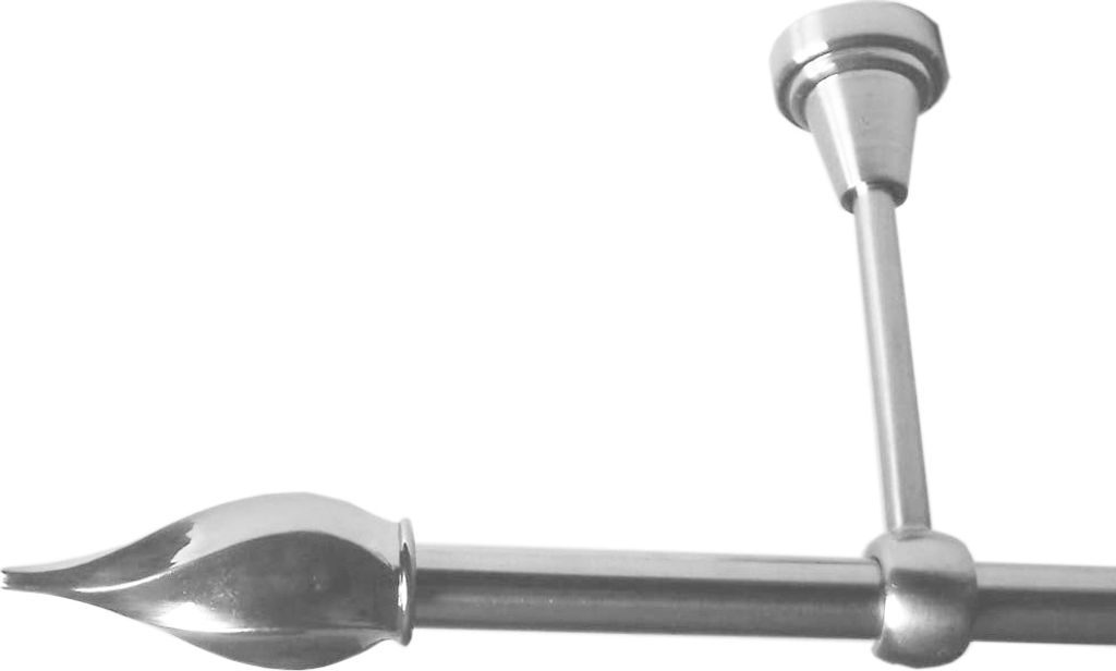 Gardinenstange mit Deckenhalterung I Metall Edelstahl Look Ø 16mm I 1-läufig D14