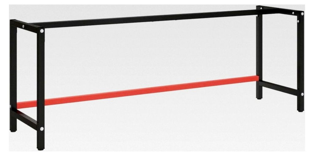 Werkbankgestell Packtisch Arbeitstisch Tischgestell Tischfuß Werkbankfuß Werkbank Werkstatt Mattschwarz Mattrot 220x57x79cm Metall