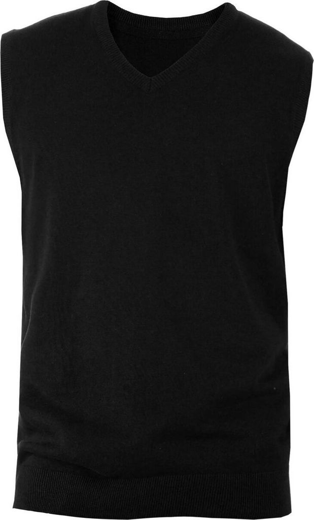 Kariban Herren Pullunder V-Ausschnitt Jumper V-Neck Pullover Ärmellos, Größe:XL, Farbe:Schwarz